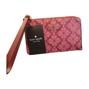 KATE SPADE Small Lucy L-Zip Leather Wristlet in Grenache NWT